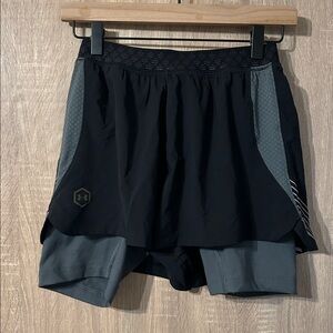 Under Armour Black and Gray Running Shorts Size Small